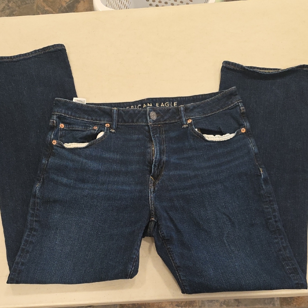 American Eagle Womens 34/32 Original Bootcut Dark Blue Jeans